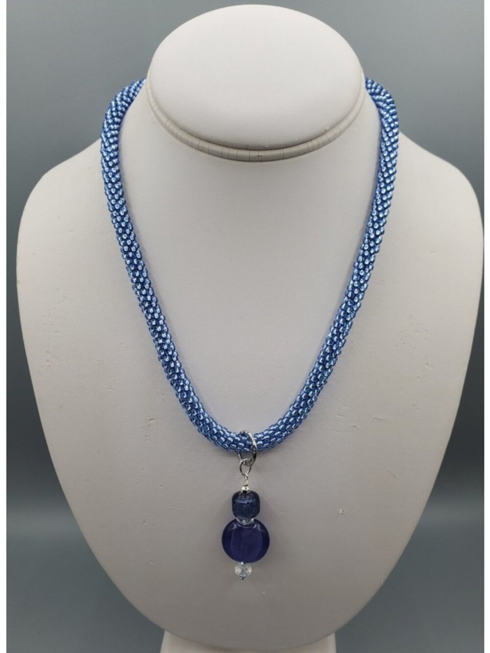 Lavender 20" Medium Seed Bead Kumihimo (Japanese Braid) Necklace with Pendant